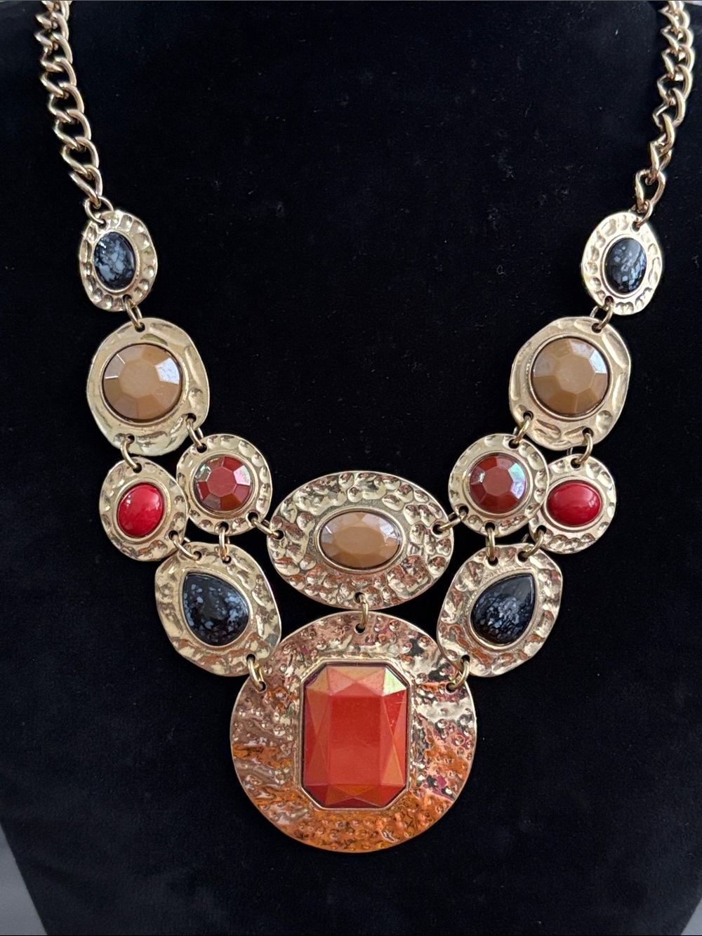 Ruby Rd. Gold-Tone Statement Necklace with beautiful rich colors NWT